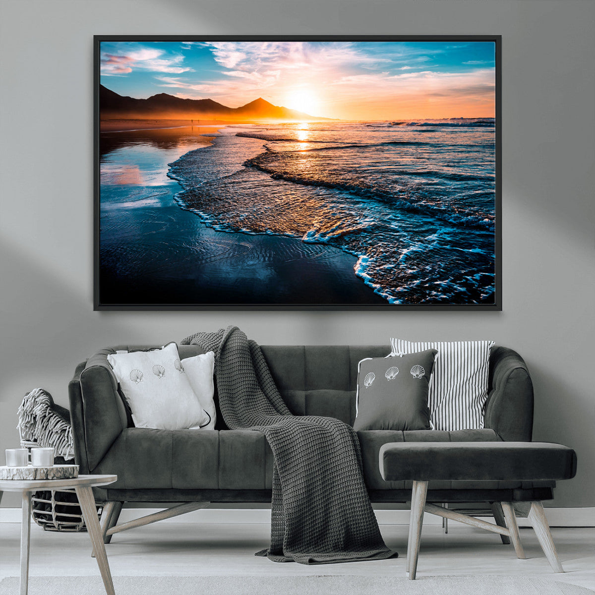 Sunset Beach Ocean Canvas Wall Art – Tranquil Ocean
