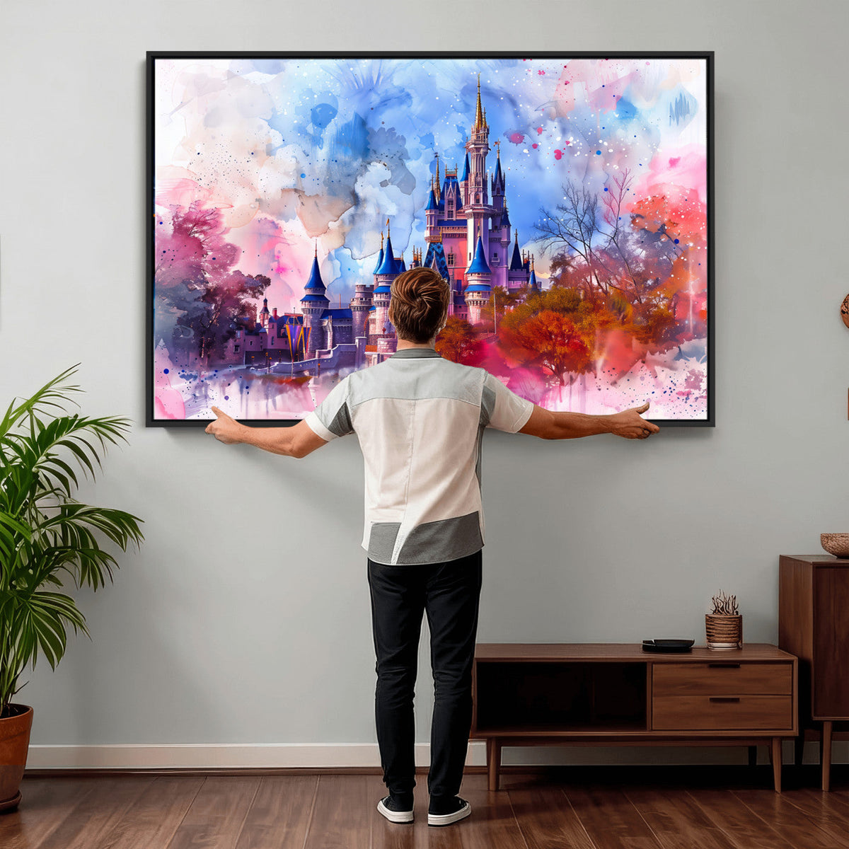 Disney Wall Art: Dreamy Watercolor Cinderella Castle Canvas