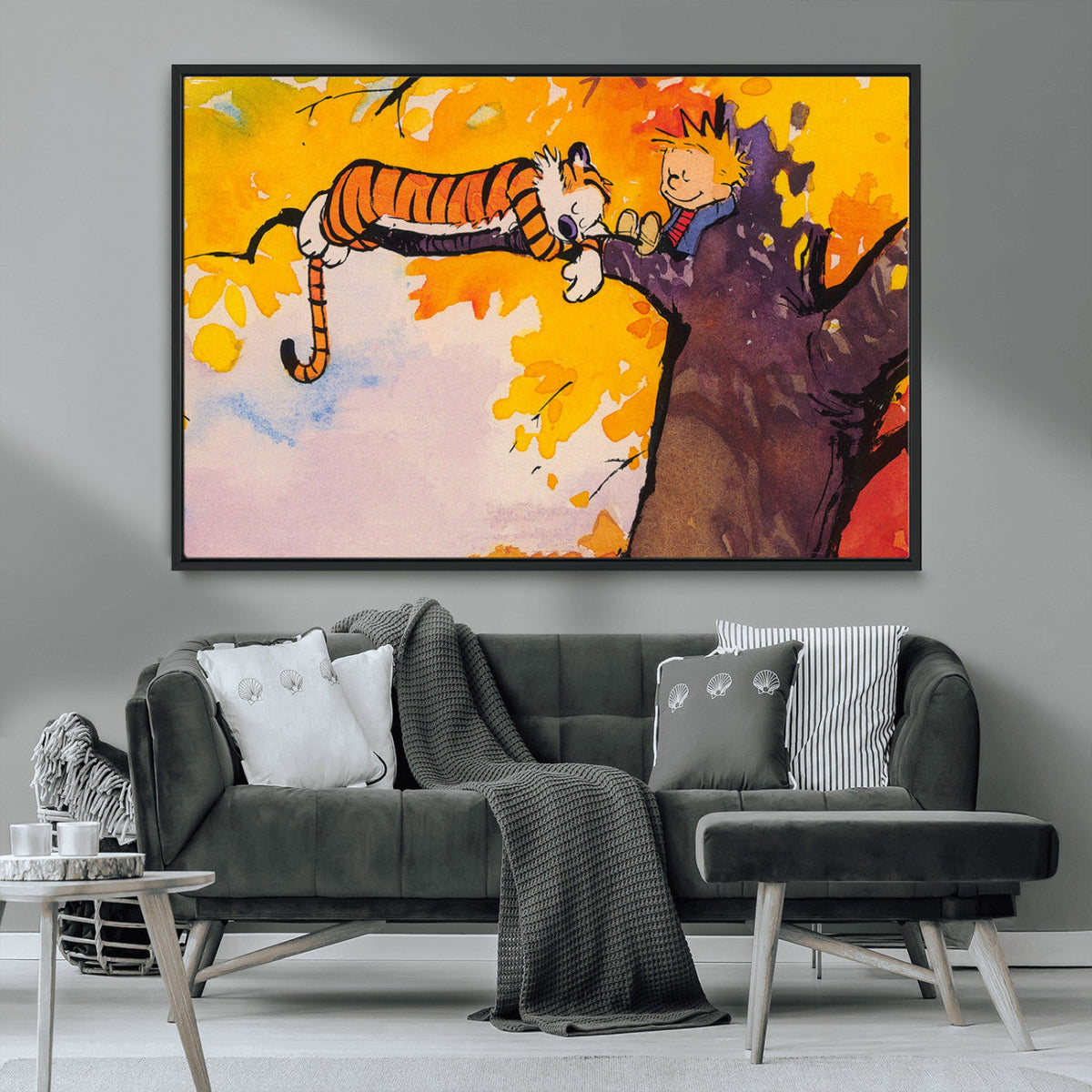 Calvin and Hobbes Tree Scene Canvas Print | 3 Panel Large