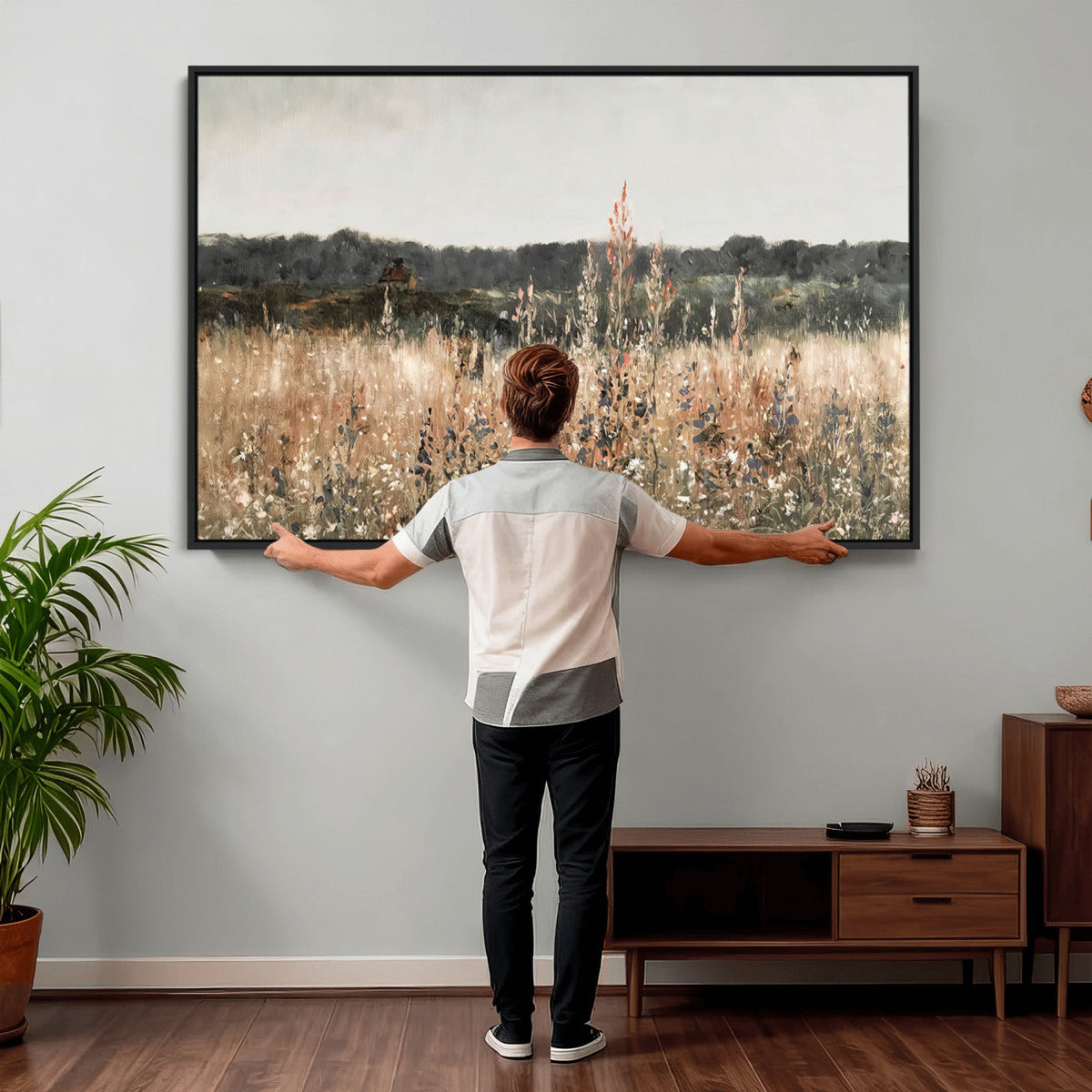 Rustic Field Landscape Wall Art Print, Giclee Canvas Wall