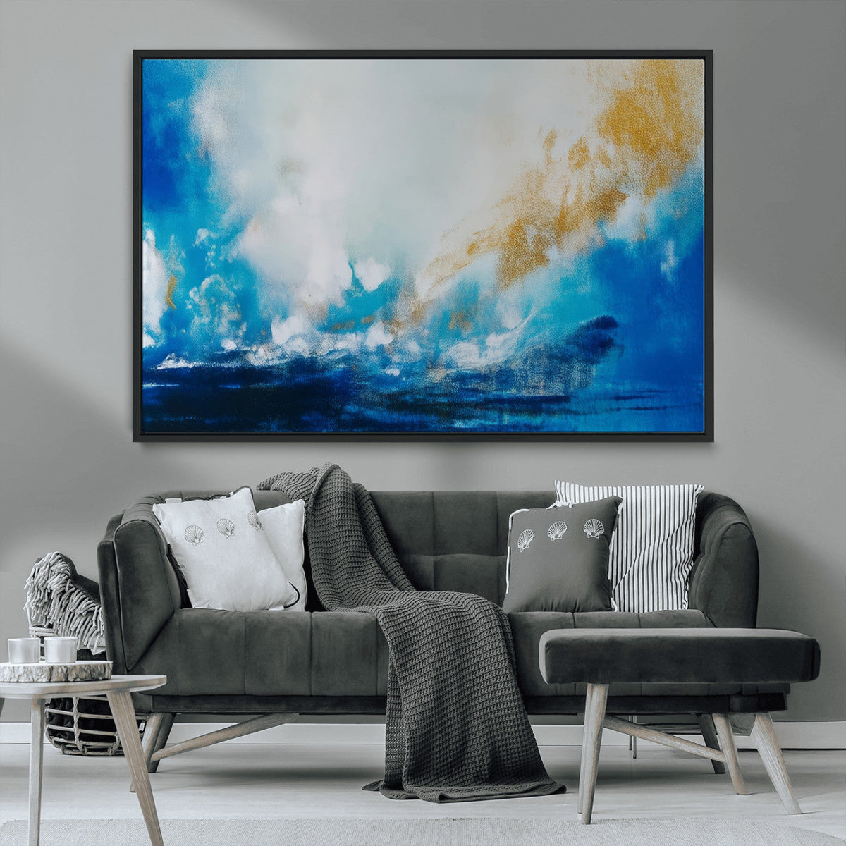 Blue Abstract Print - Dynamic Ocean-Inspired Canvas Wall Art