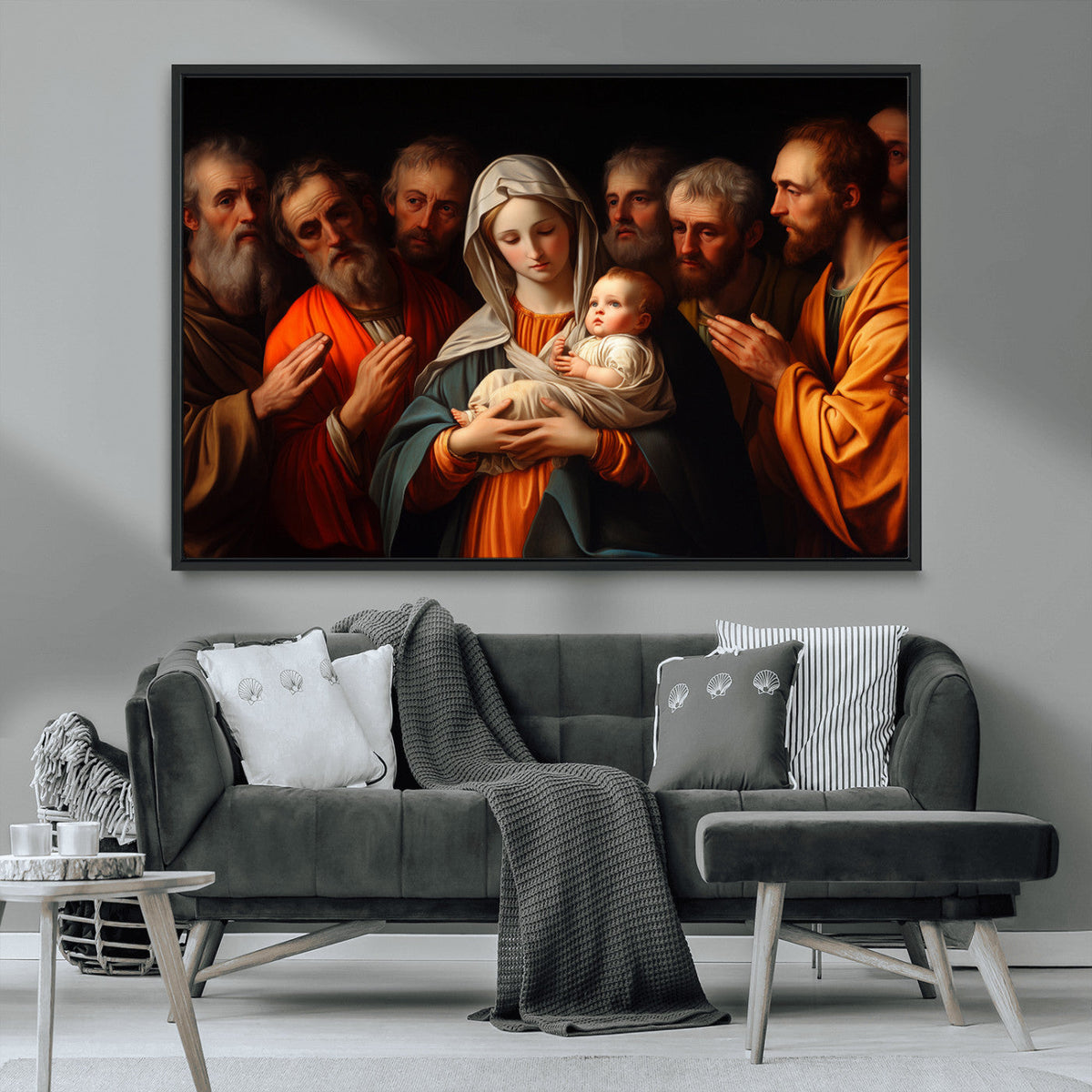 Religious Canvas Wall Art Print - Madonna and Child with