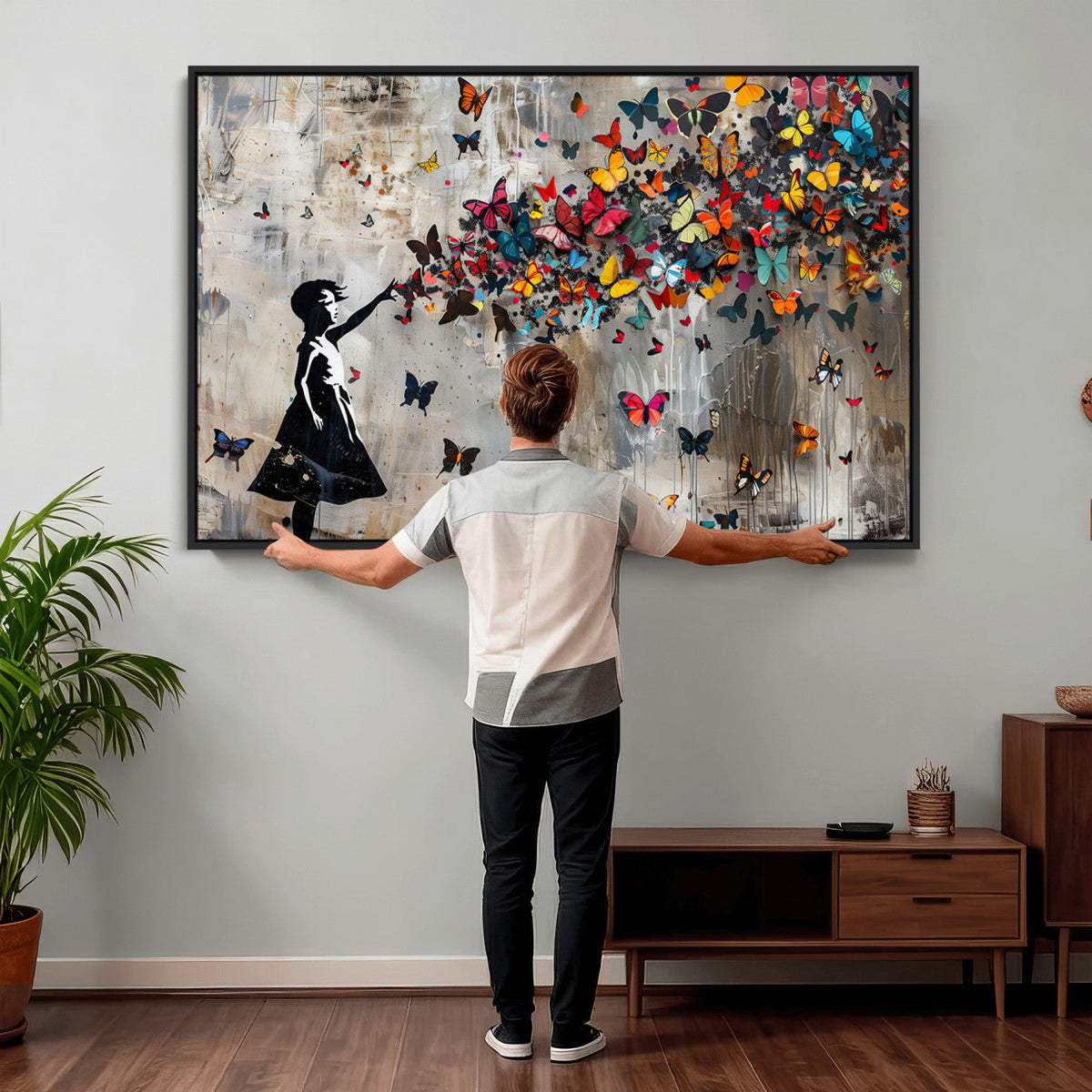 Butterfly Girl Wall Art – Vibrant Street Style Canvas Print,