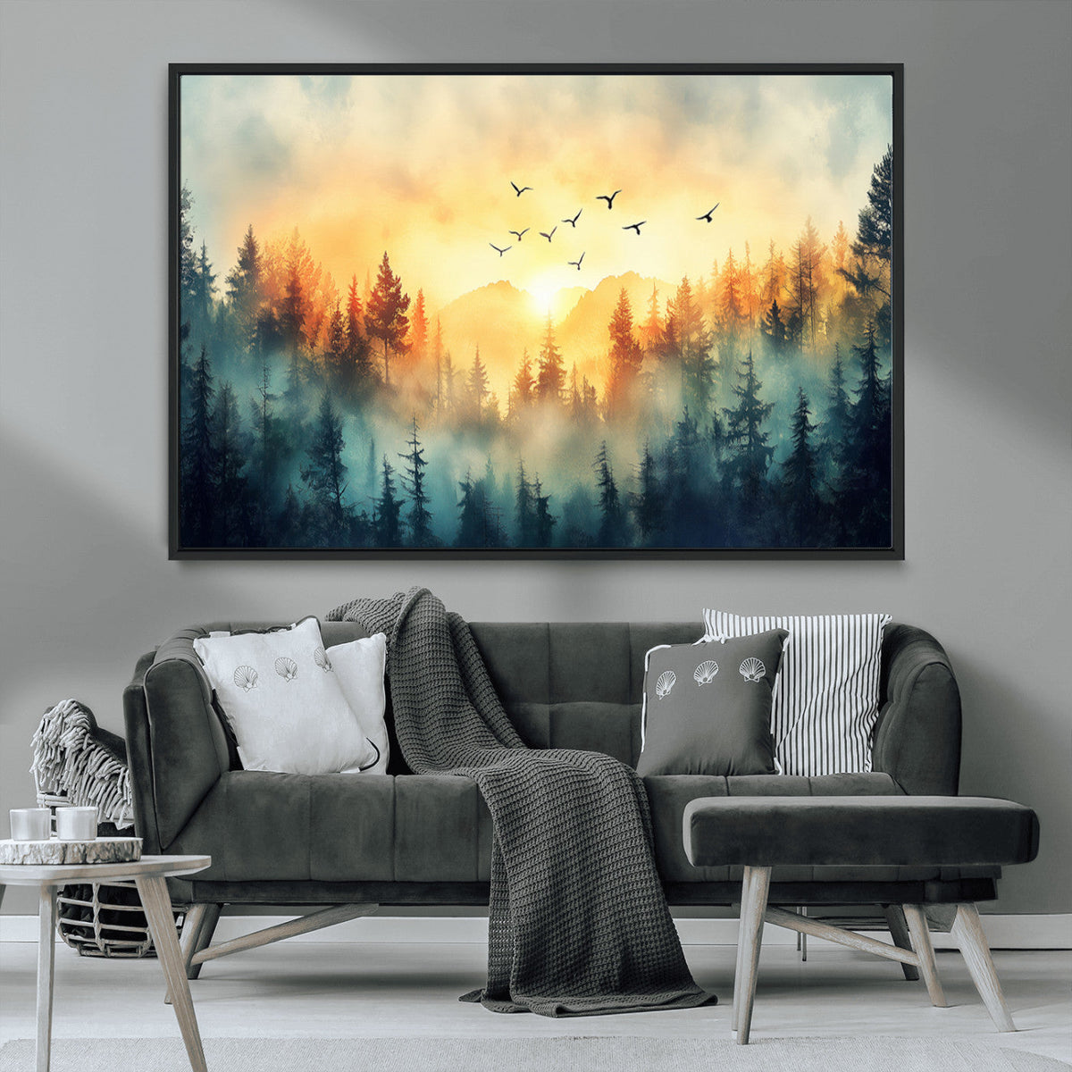 Abstract Forest Wall Art Print- Serene Nature Canvas Print