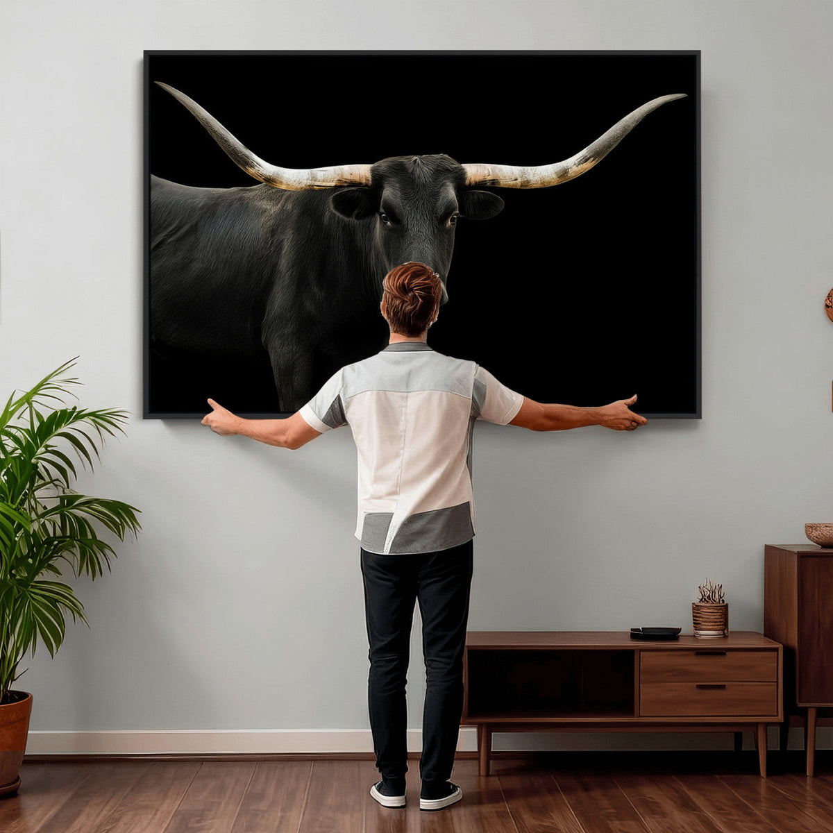 Longhorn Cattle Wall Art Canvas Print – Framed Texas Ranch
