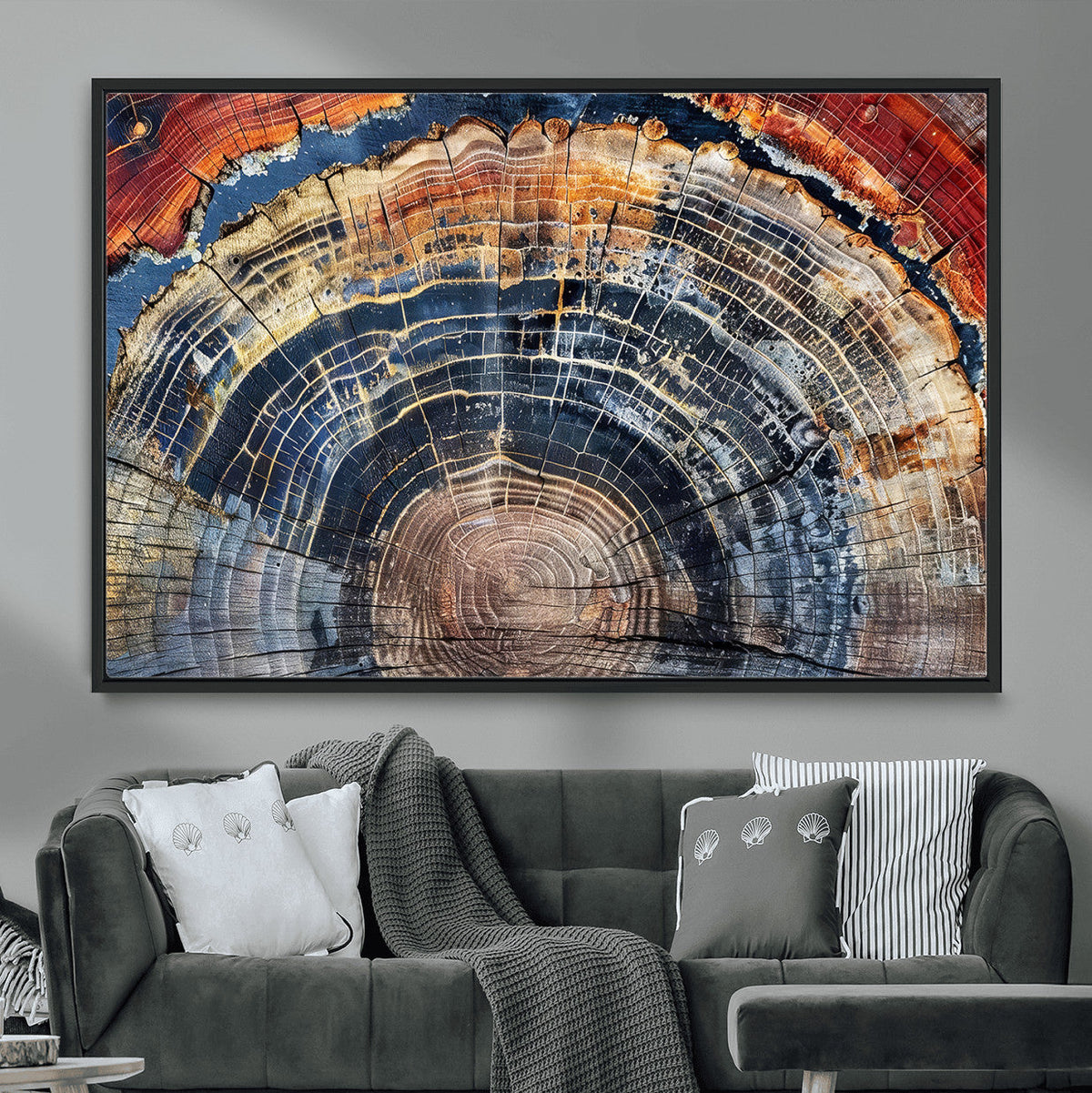 Tree Rings Wall Art Canvas Print – Framed Wood Art Picture