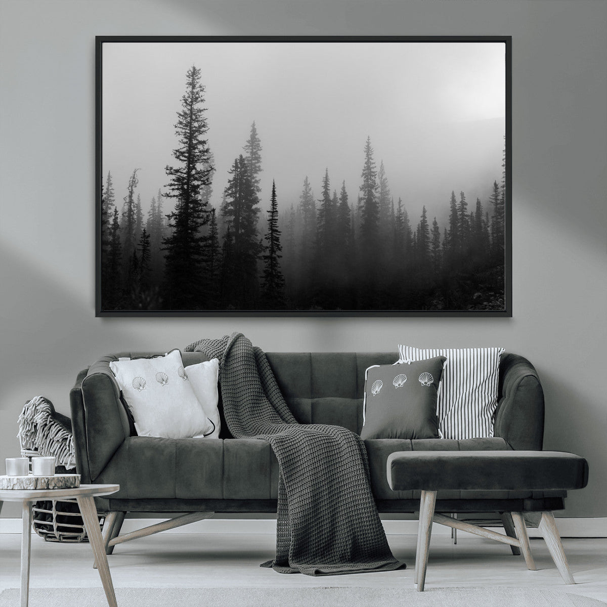 Misty Pines Wall Art Canvas Print – Framed Woodland