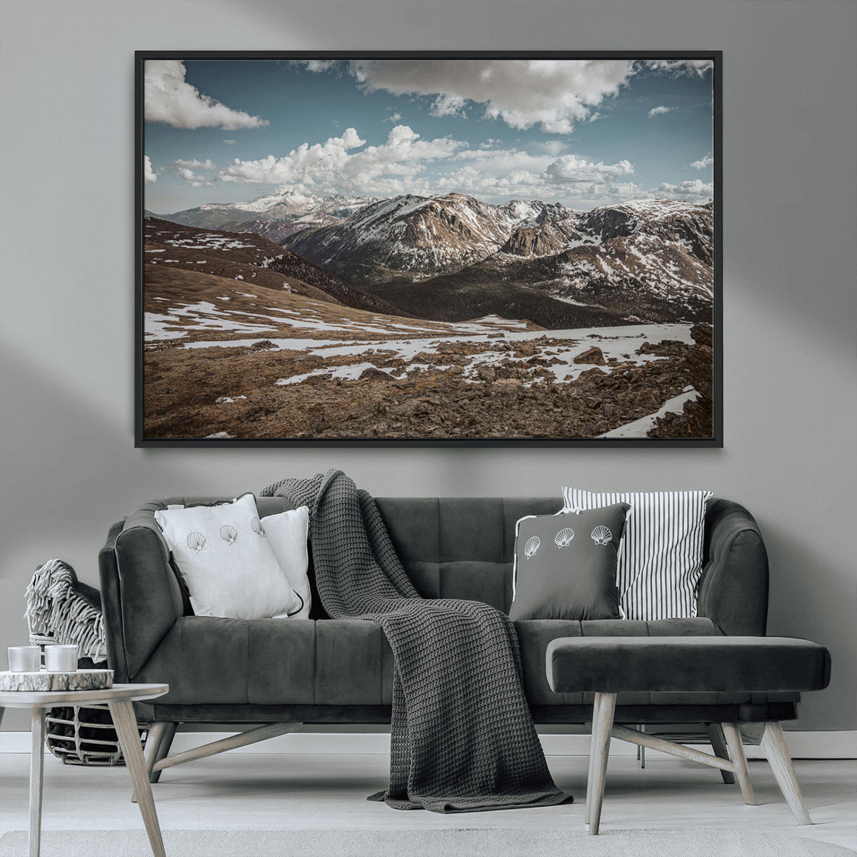 Mountain Landscape Wall Art Canvas Print – Framed Snowy