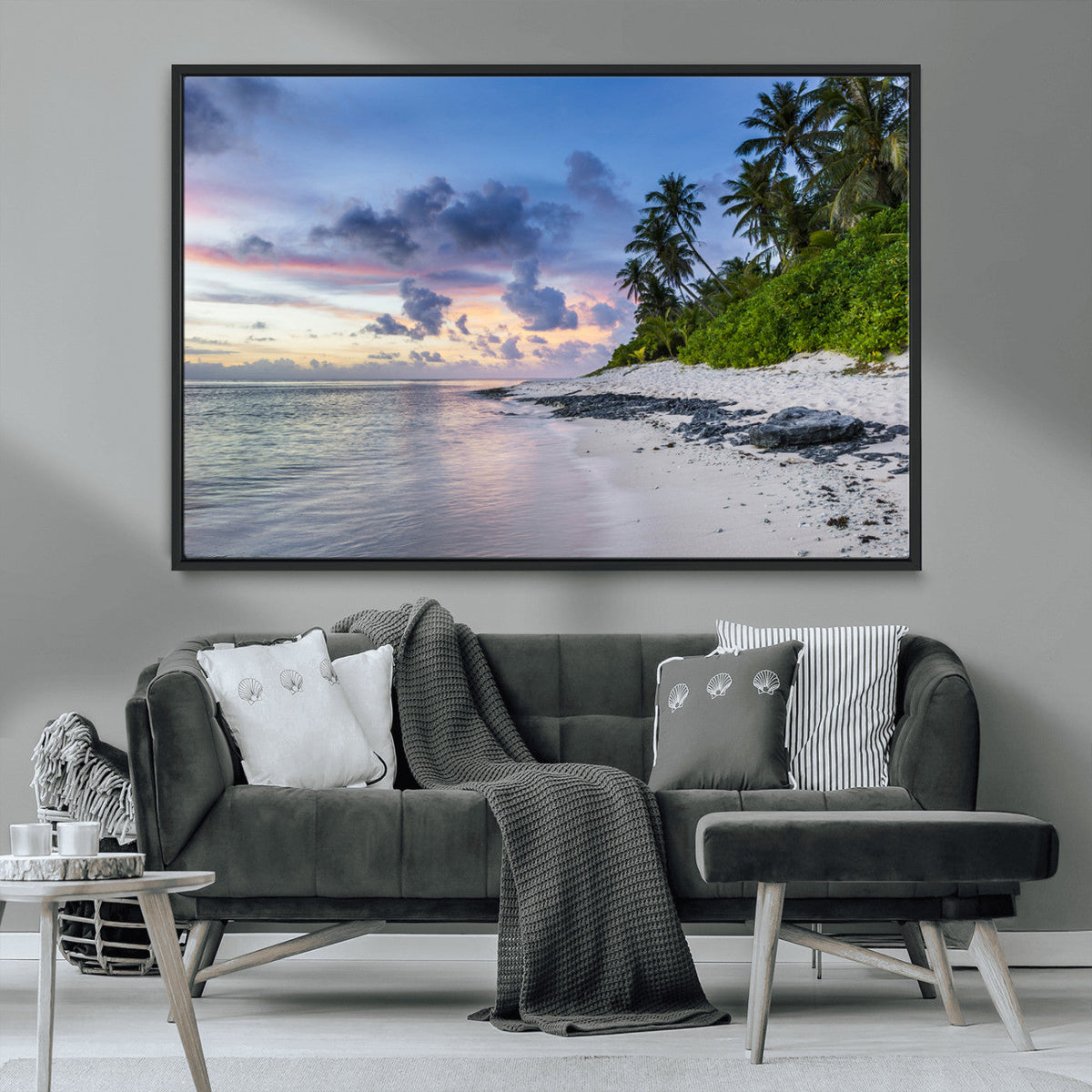 Tropical Beach Wall Art Canvas Print – Framed Sunset Glow