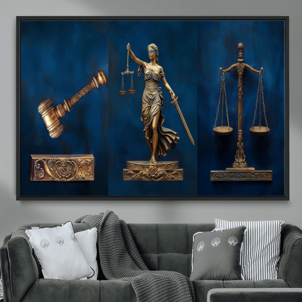 Lady Justice Wall Art Canvas Print – Elegant Gold Legal