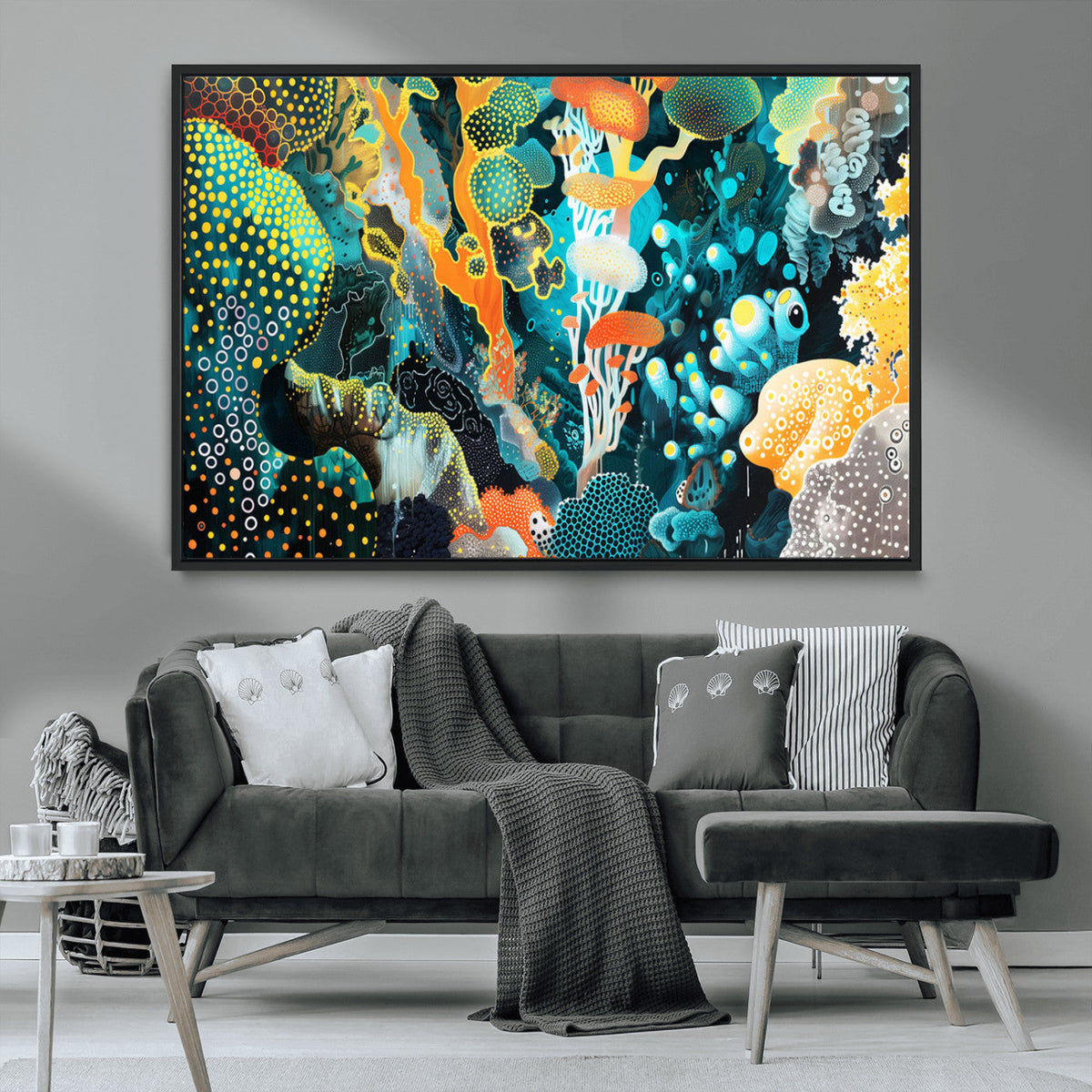 Vivid Underwater Coral Reef Wall Art Canvas Print,