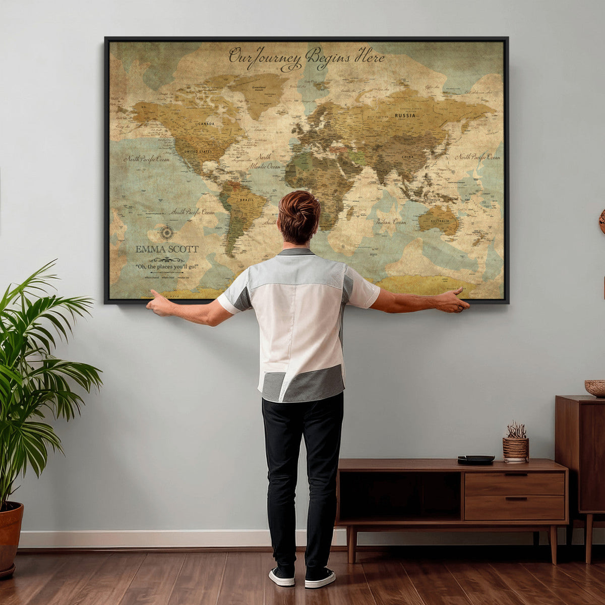 Personalized Custom World Map Wall Art Print – Add Your