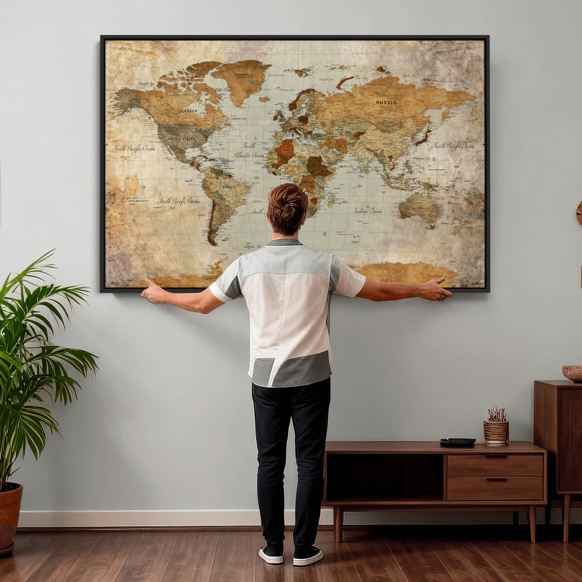 World Map Canvas Print – Detailed Map of the World Wall Art