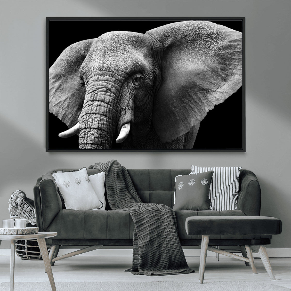 Big Elephant Close Up Wall Art Canvas Print