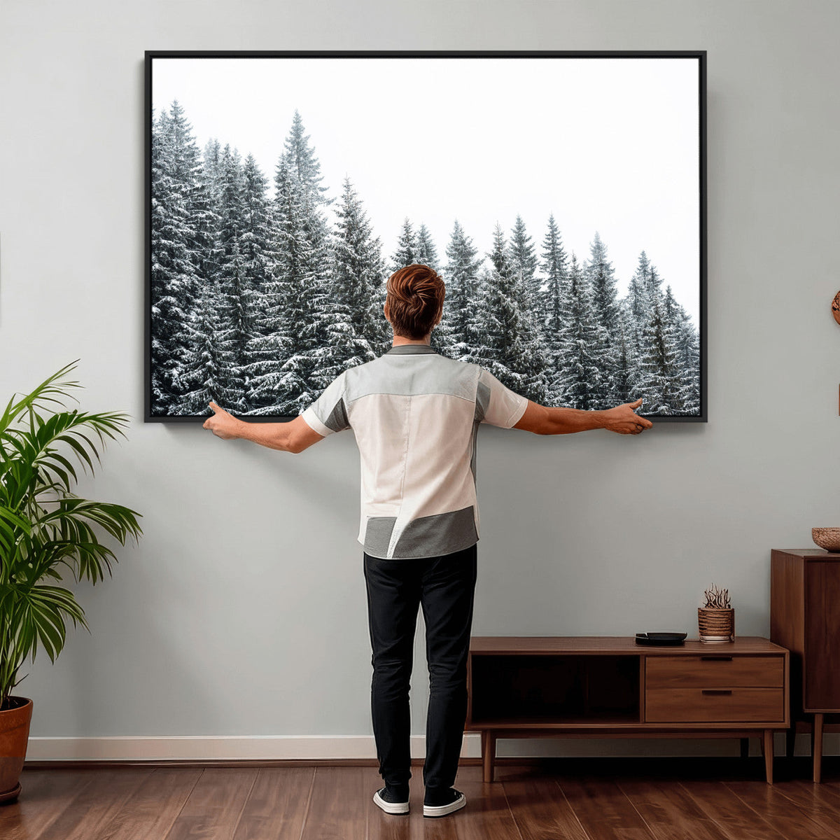 Misty Mountain Forest Canvas Print, Foggy Pine Trees Nature