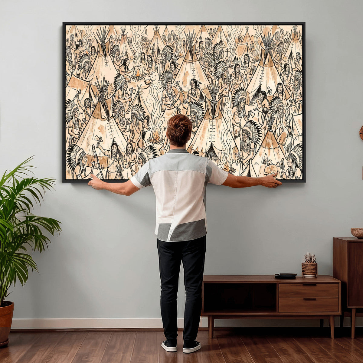 Native American Indian Wall Art Canvas Print - Abstract