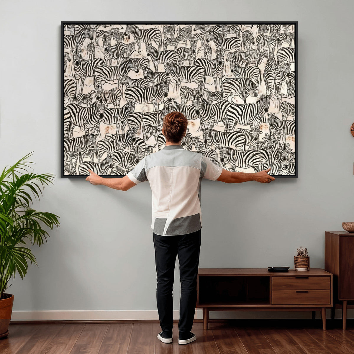 Abstract Zebra Wall Art Canvas Print for Farmhouse Decor