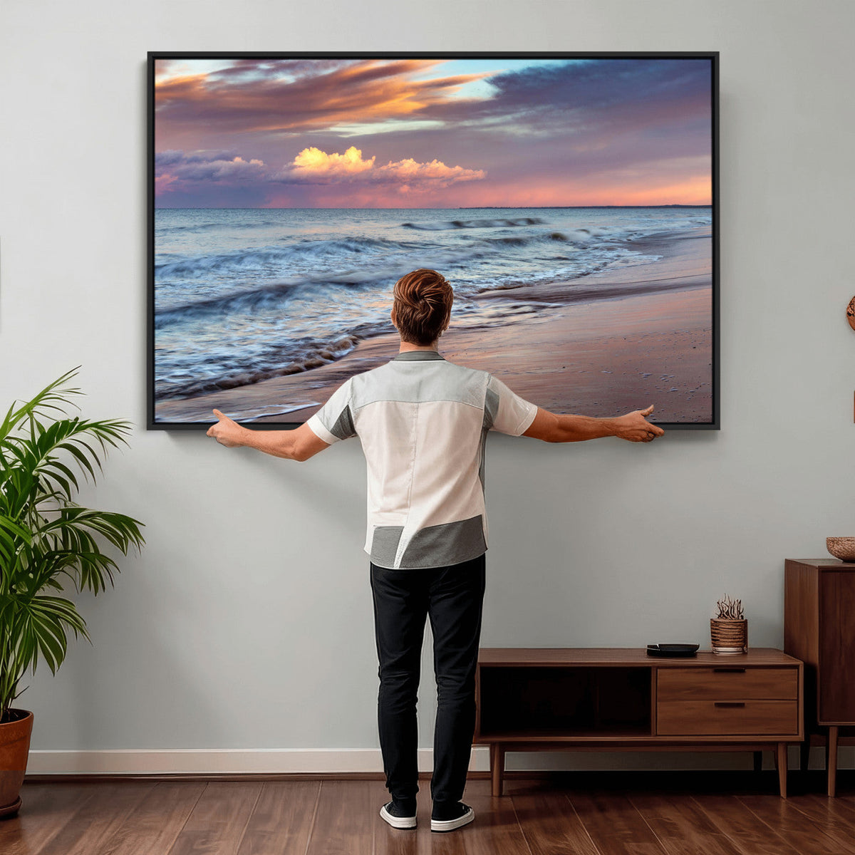 Ocean Sunset Wall Art Canvas Print – Coastal Beach