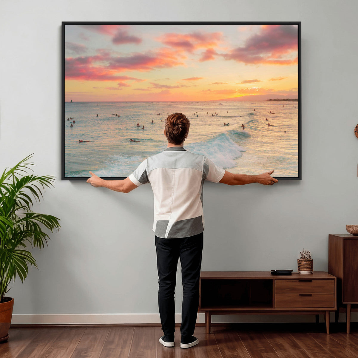 Sunset Beach Wall Art Canvas Print – Soft Coastal