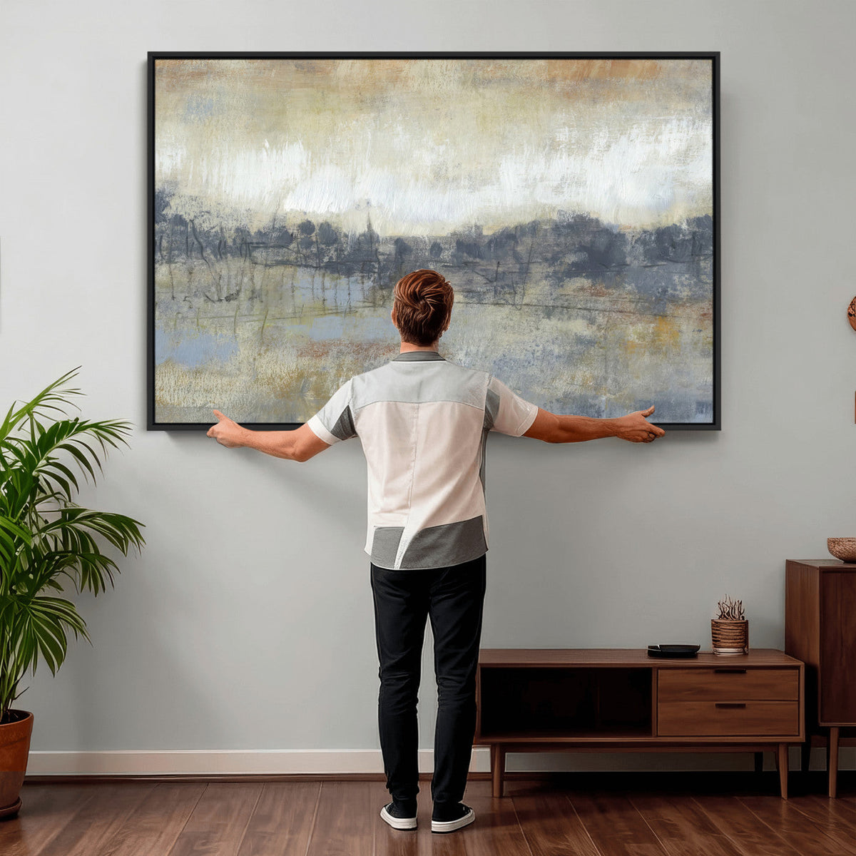Abstract Neutral Landscape Painting Wall Art