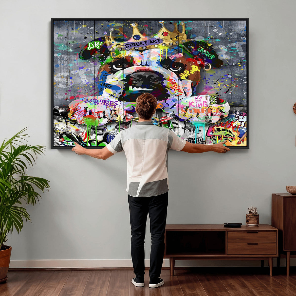 Graffiti Dog Wall Art Decor for Teen Bedroom - Abstract
