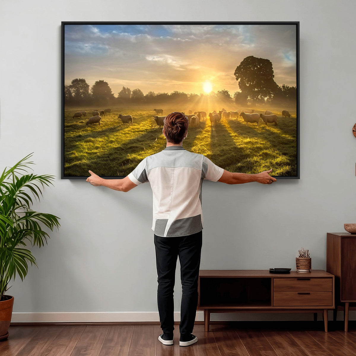Sheep Wall Art Canvas Print – Rural Farm Animal Artwork