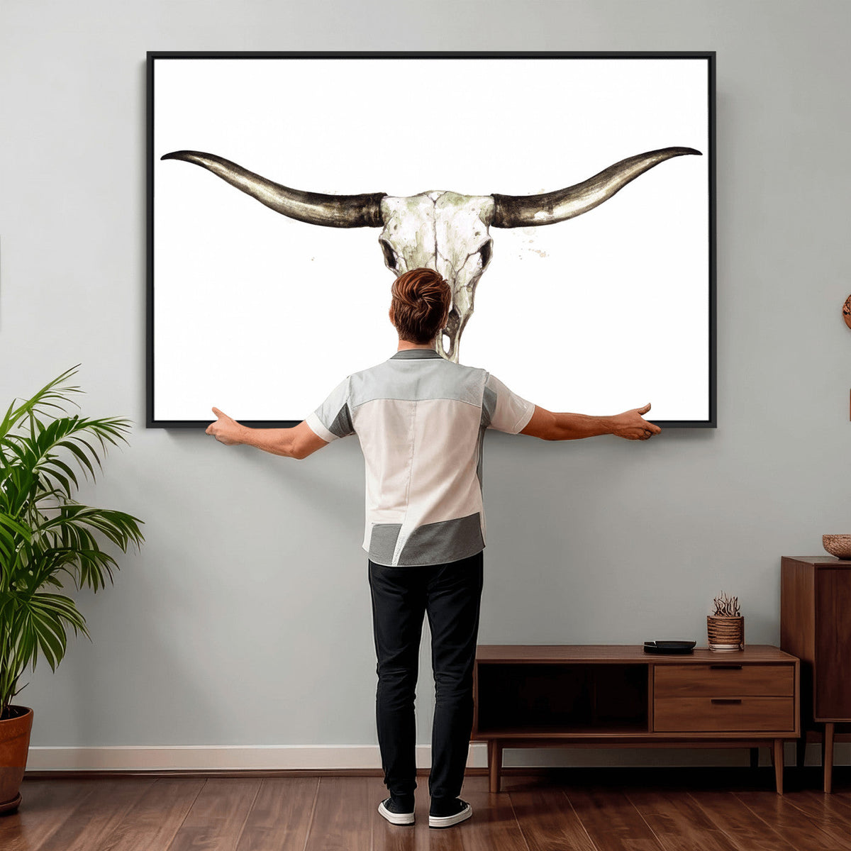 Longhorn Skull Wall Art Canvas Print – Rustic Western