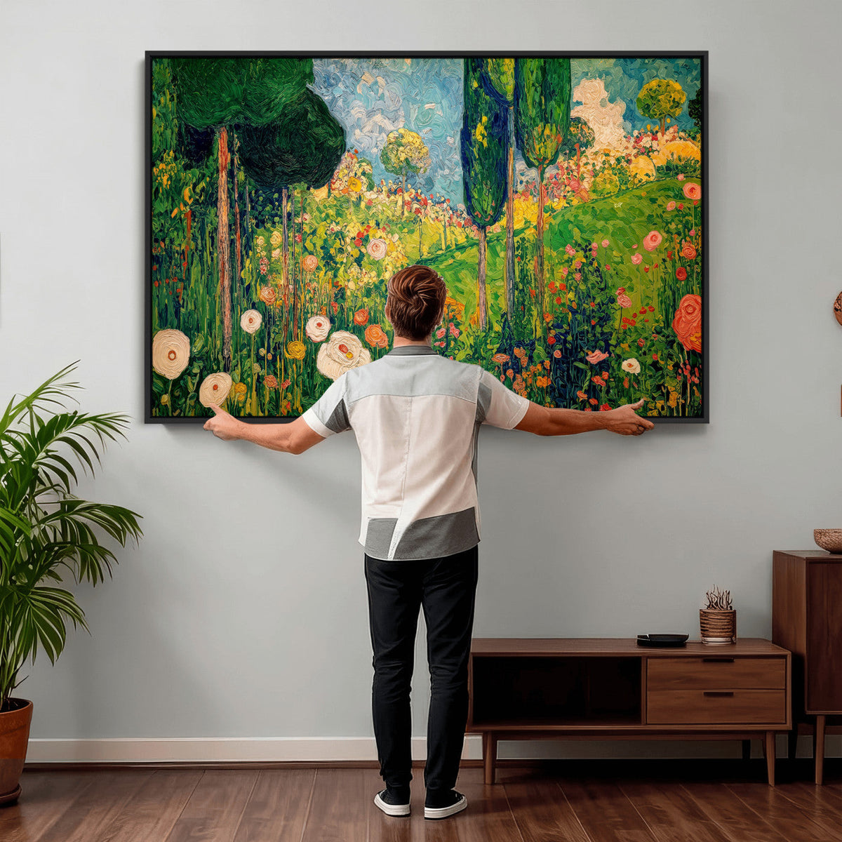 Gustav Klimt Boho Mountain Landscape Large Wall Art,