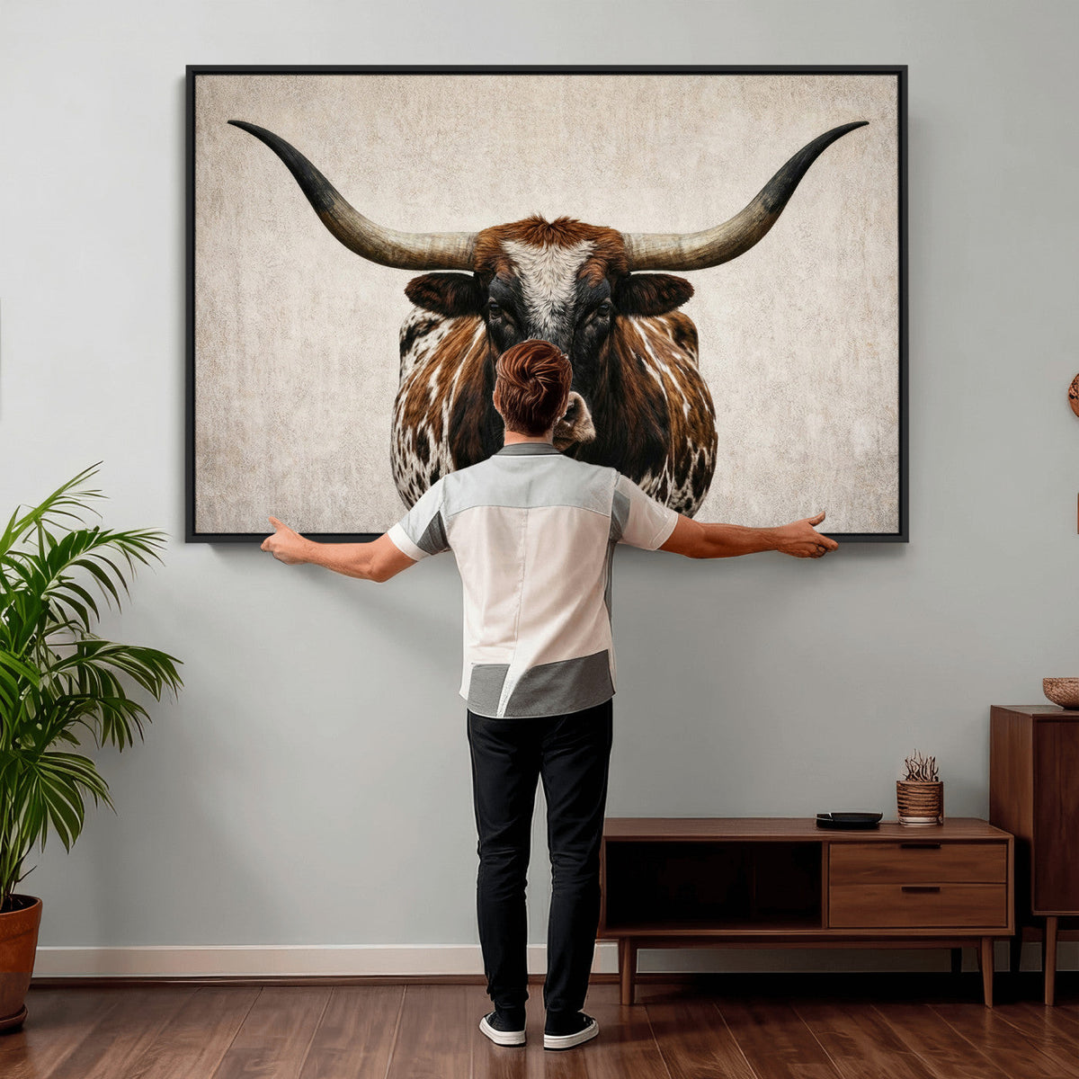 Texas Longhorn Canvas Wall Art Western Bull Desert Moody