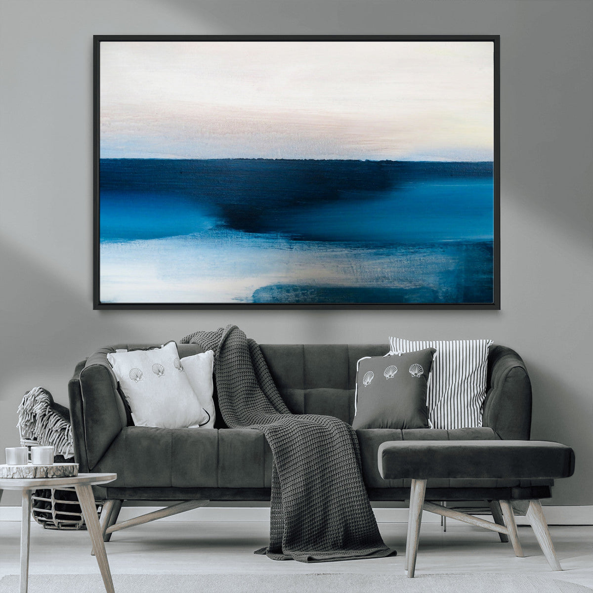 Dark Blue Abstract Wall Art Canvas Print