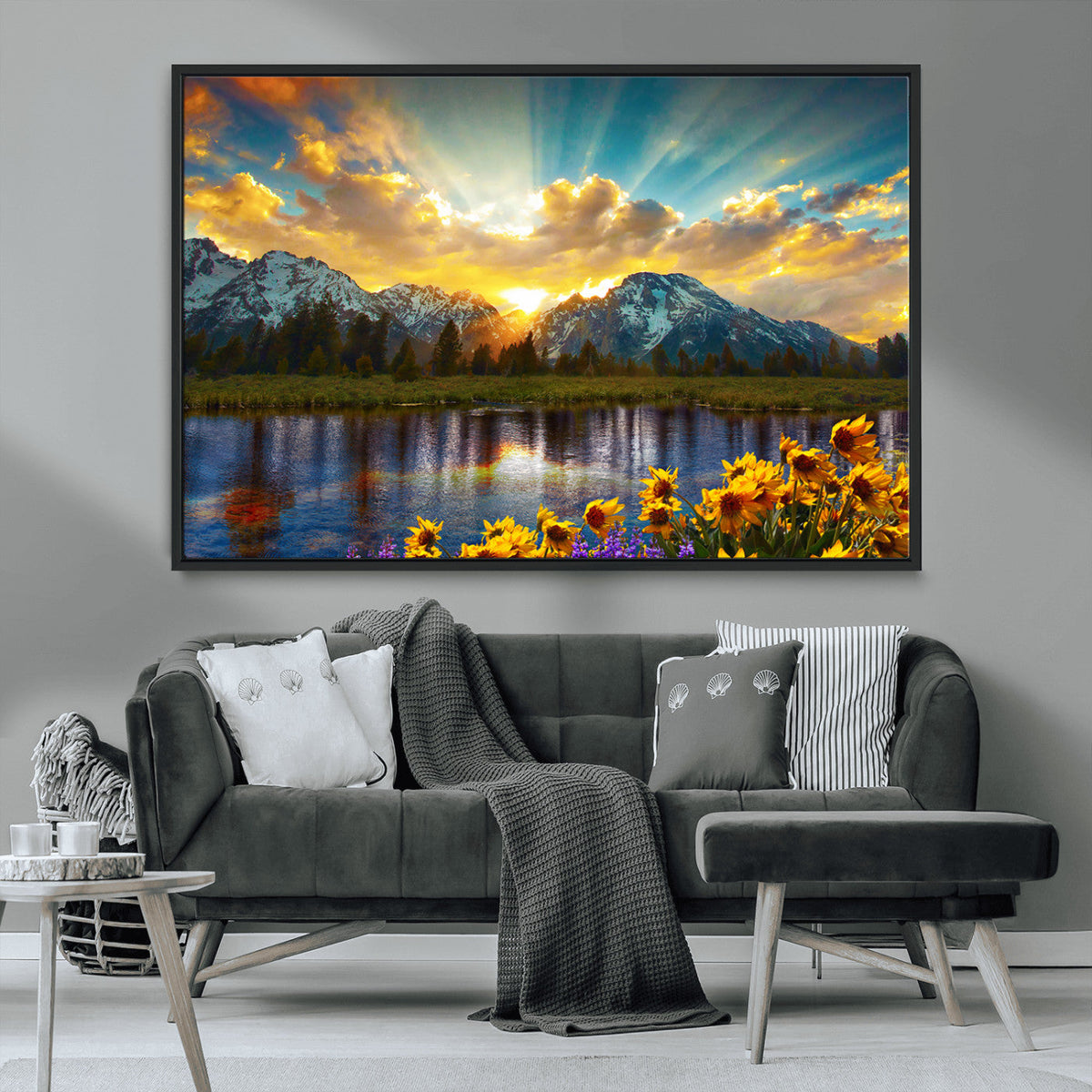Grand Teton Park Sunrise Wall Art – Vibrant Landscape Canvas