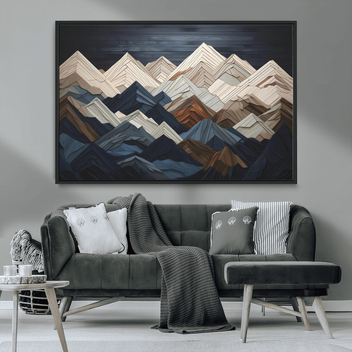 Mountain Wall Art – Modern Geometric Landscape Canvas Print,