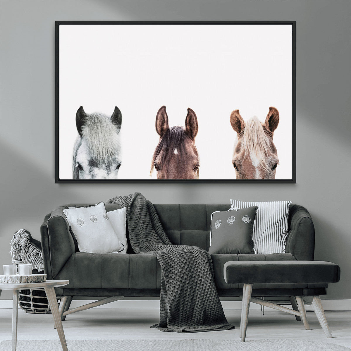 Horse Wall Art - Minimalist Horse Triptych Wall Art – Modern
