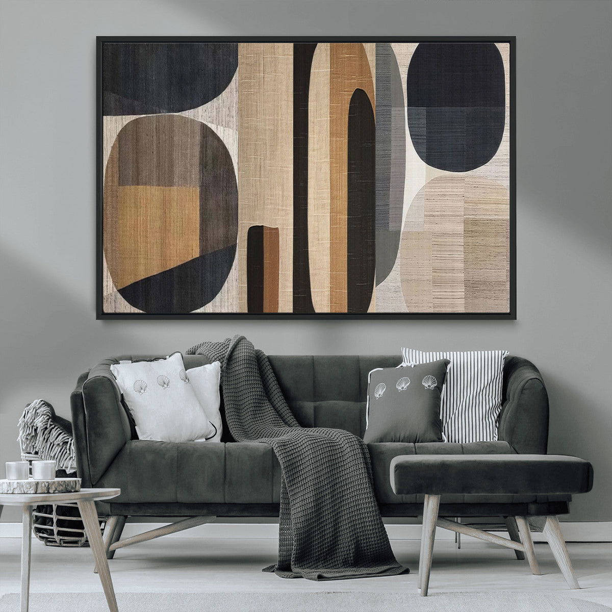 Abstract Minimalist Canvas Wall Art - Neutral Geometric