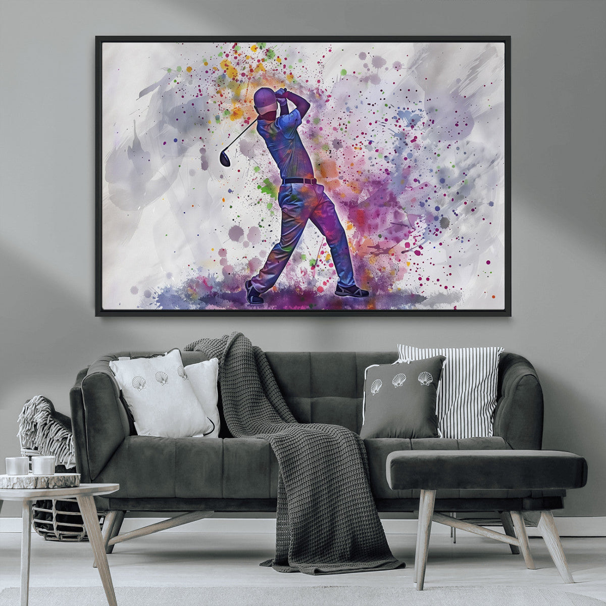 Watercolor Golf Swing Wall Art Canvas Print | Vibrant