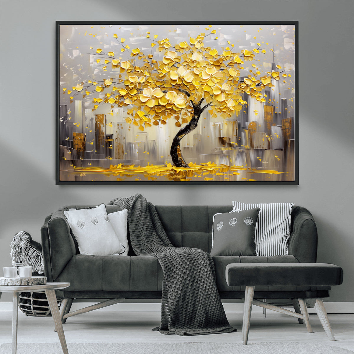 Golden Tree Canvas Print | Abstract Wall Art for Modern