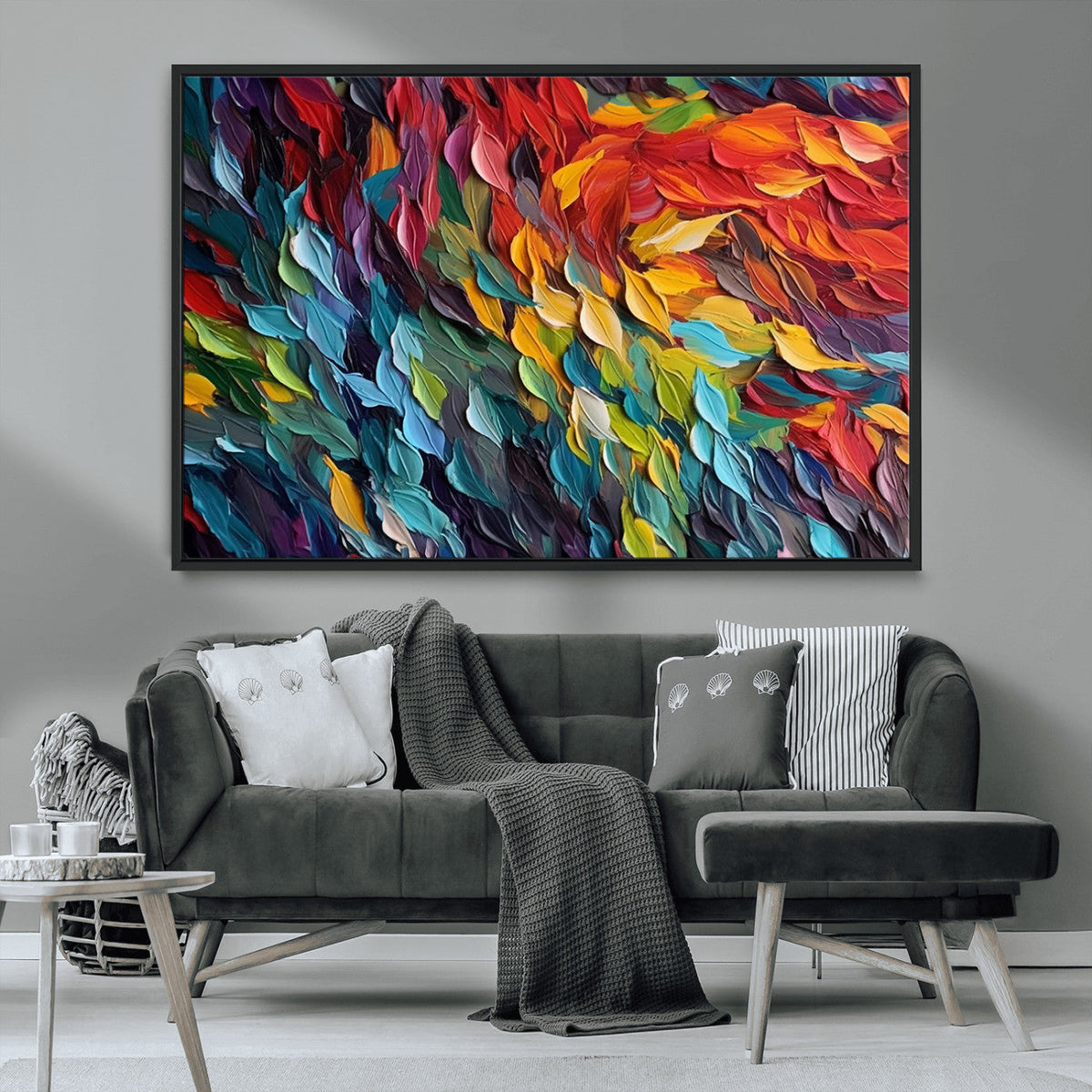 Vibrant Abstract Leaf Wall Art Canvas Print | Bold Colorful