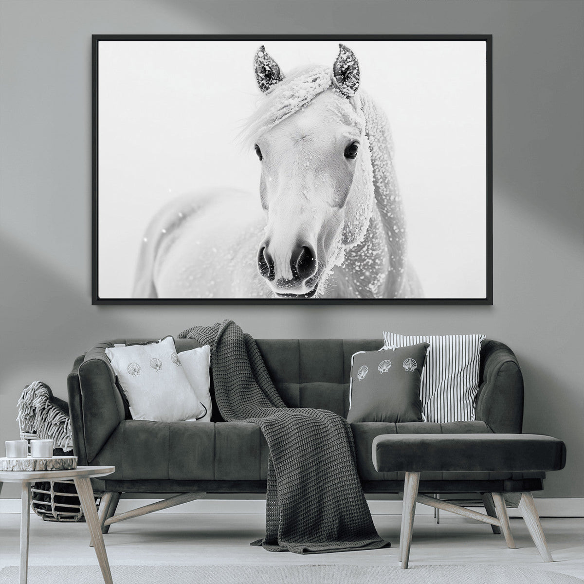 Majestic White Horse Wall Art | Ready to Hang and Framed |