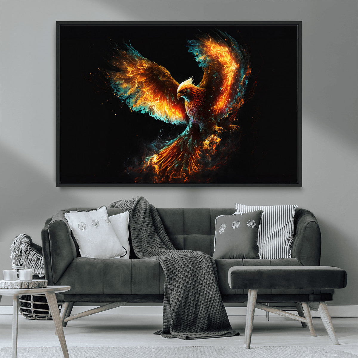 Fiery Phoenix Canvas Print | Ready to Hang Wall Art | Bold