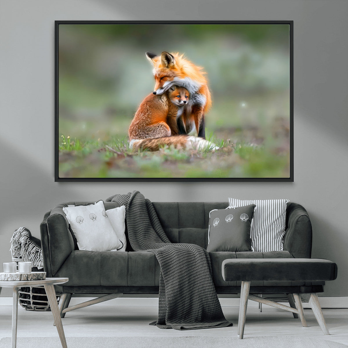 Heartwarming Fox and Baby Cub Wall Art | Ready to Hang