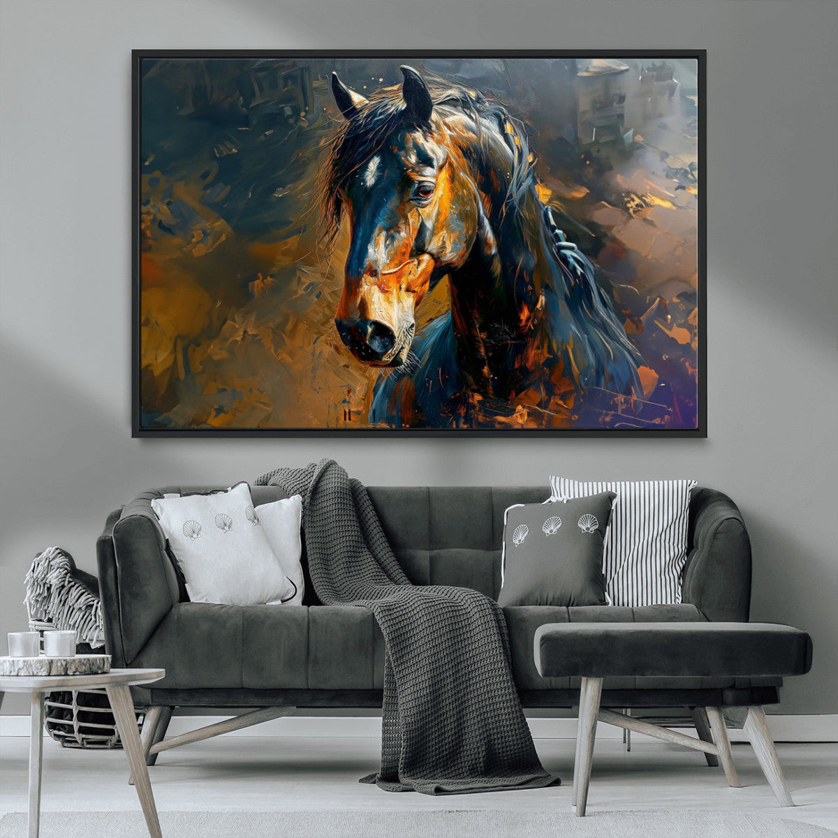 Abstract Horse Wall Art Canvas Print | Farmhouse Wall Decor