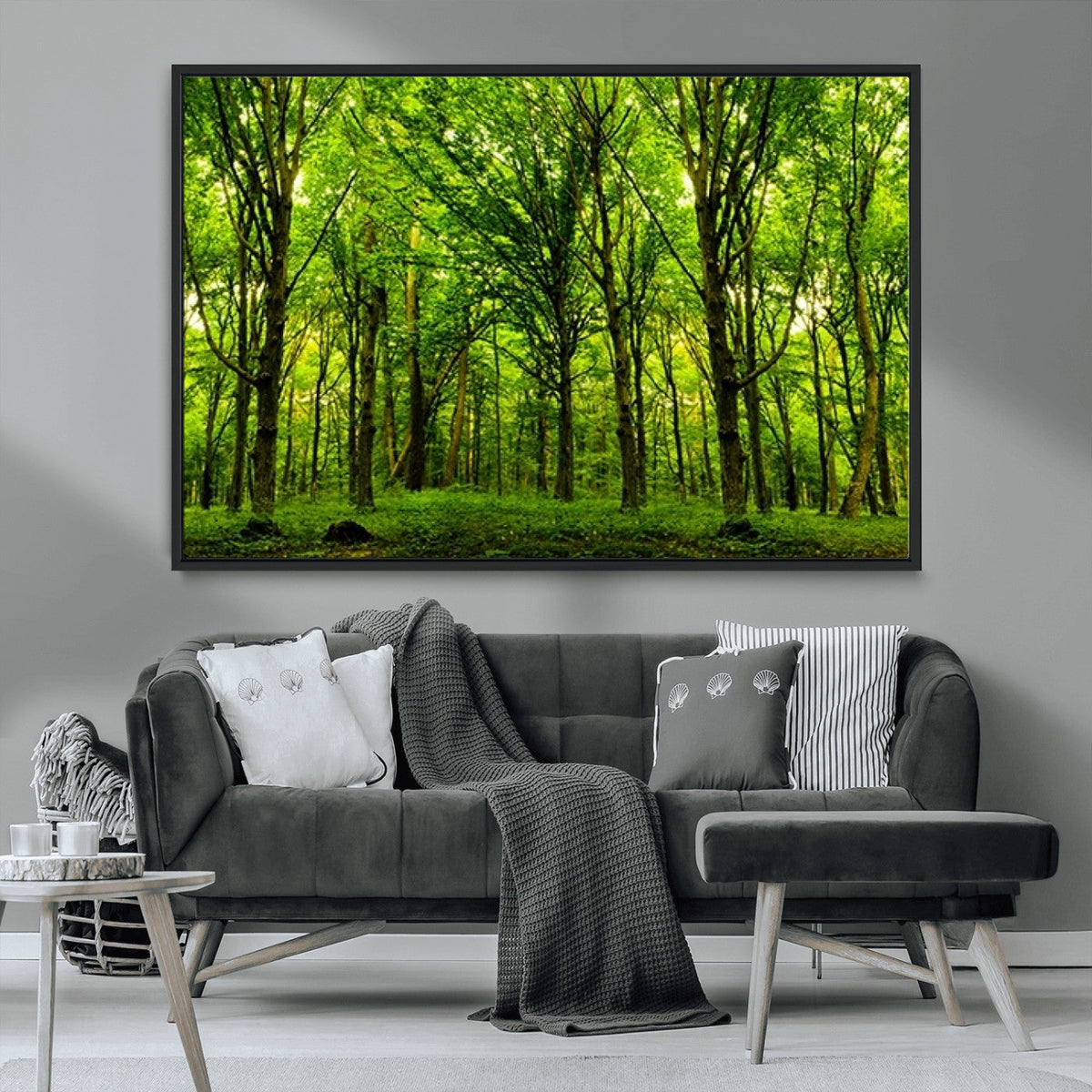 Lush Green Forest Canvas Print | 3-Panel Forest Wall Art |