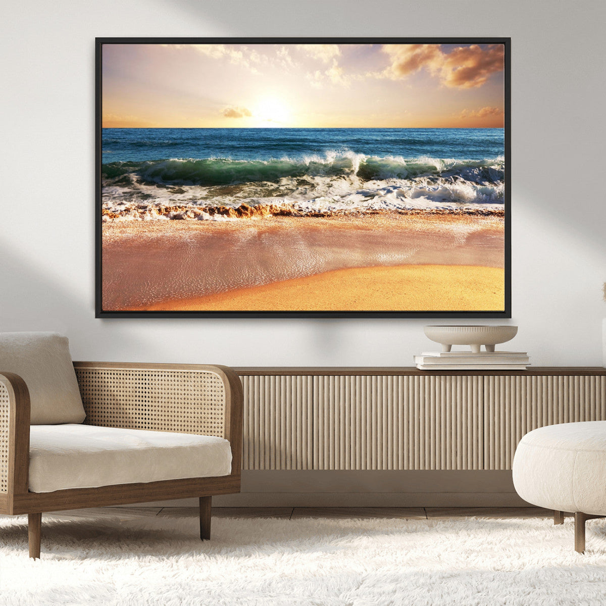 Serene Beach Path Canvas Art, Giclee Canvas Print with
