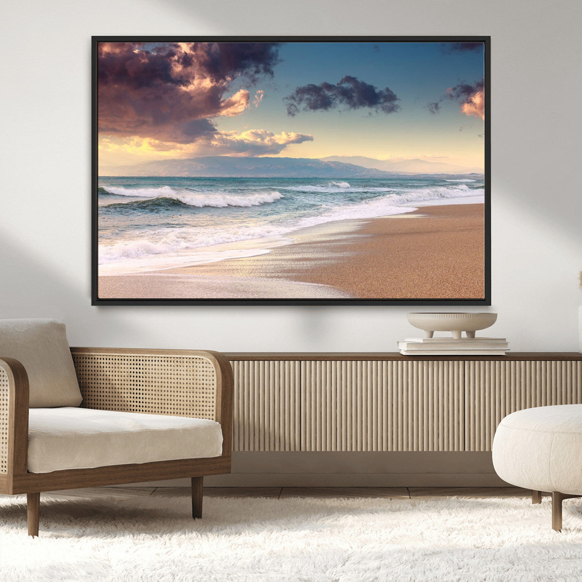 Cloudy Weather Beach Sunset Canvas Print | Sunrise Wall Art