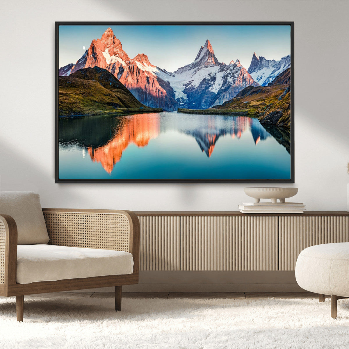 Landscape Mountain and Lake View Wall Art Canvas Print