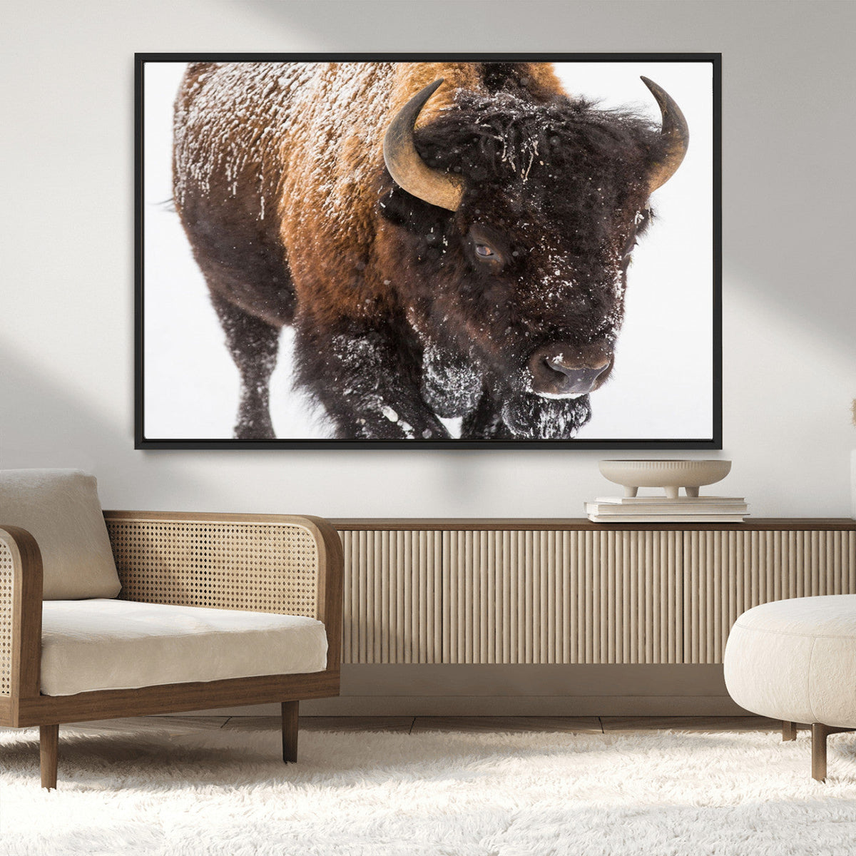 Bison Wall Art Canvas Print For Farmhouse, Wild Animal Wall