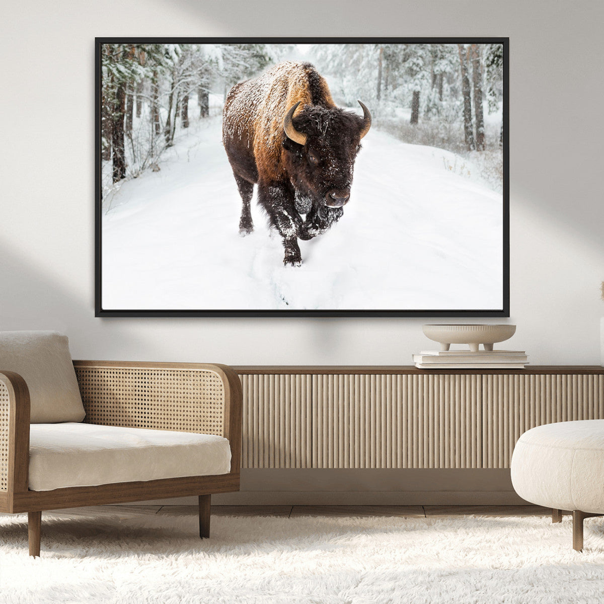 Bison Wall Art Canvas Print For Farmhouse, Animal Canvas