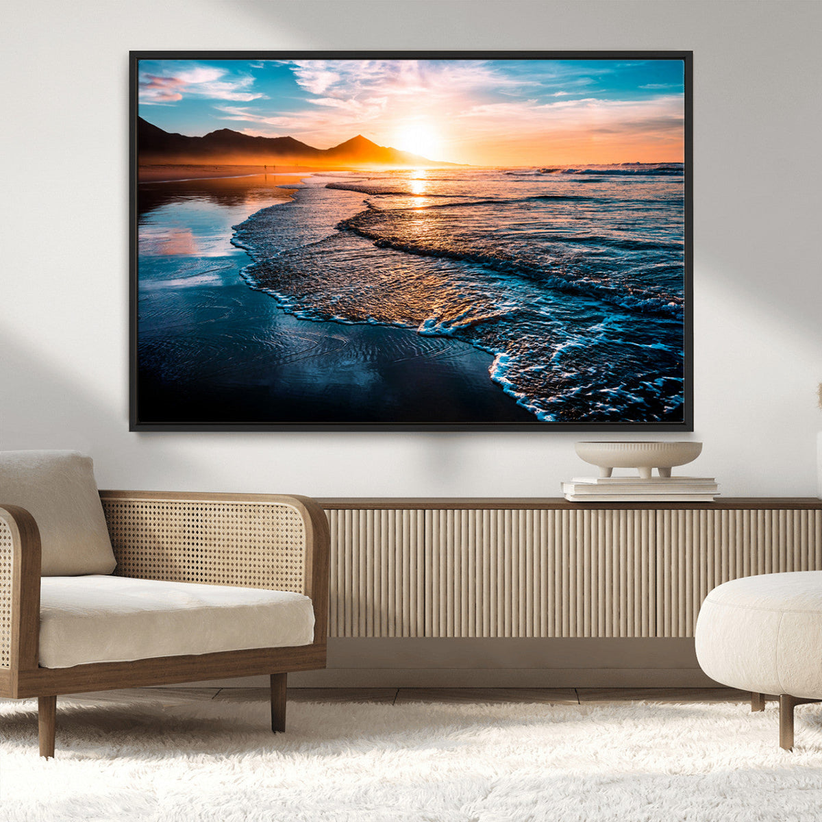 Sunset Beach Ocean Canvas Wall Art – Tranquil Ocean