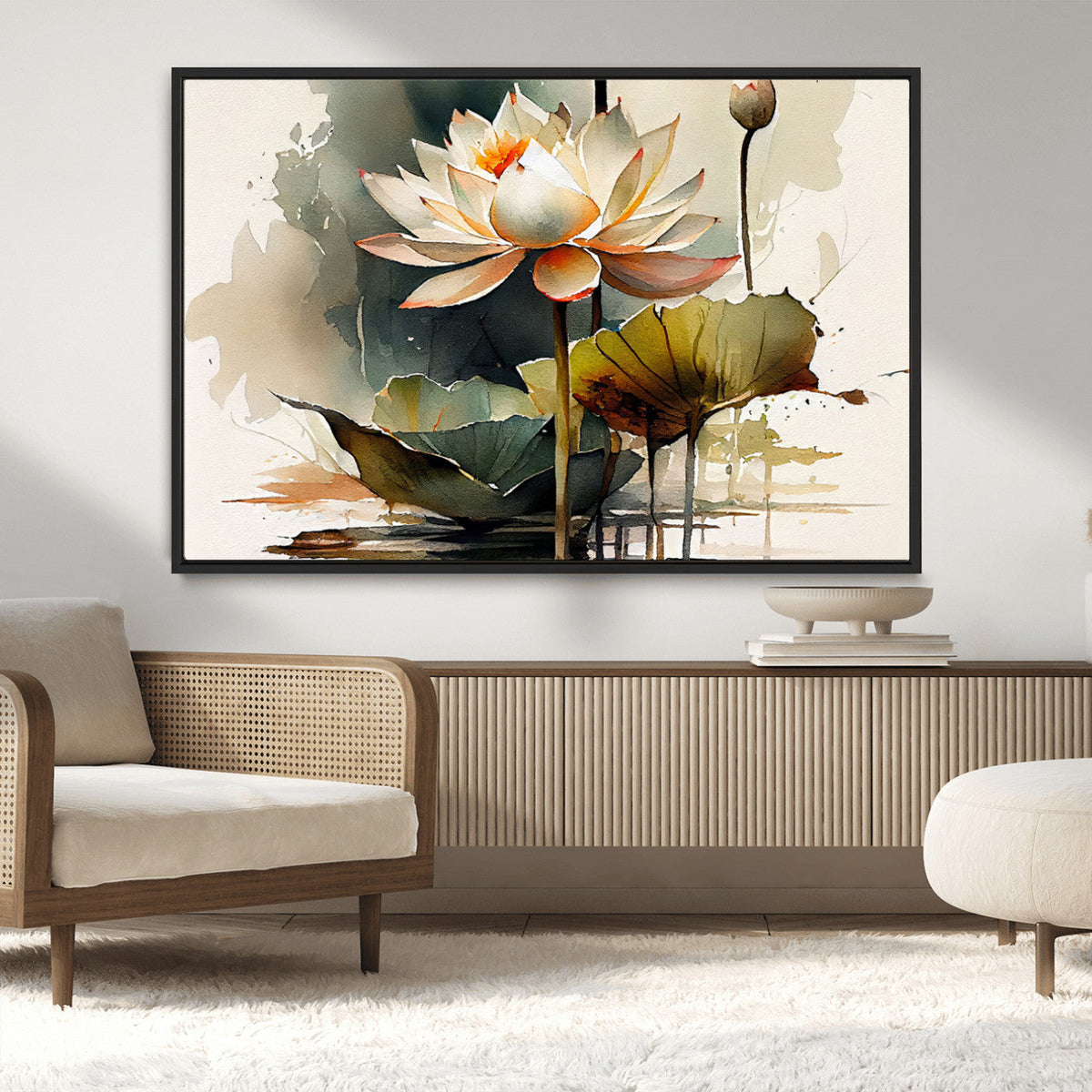 Lotus Flower Watercolor Canvas Print – A Symbol of Serenity
