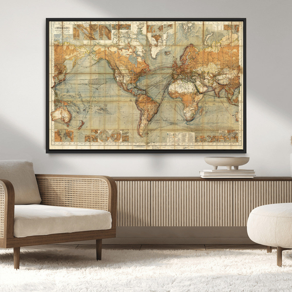 Push Pin World Map Canvas Print – Travel Tracker Wall Art